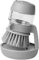 Palm Scrub Refillable Soap Dispensing Cleaning Washing Up Kitchen Brush with Storage Stand Holder - (Grey)