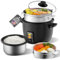 Rice Cooker, 2L Rice Cooker with Food Steamer, Rice Steamer with Non-Stick Inner Pot Makes Soups, Stews, Grains, Cereals, Keep Warm Feature (Black D)