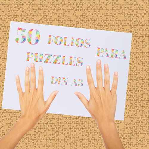 50 Hojas DIN A3 (42 x 39 cm) de Pegamento para Puzzles - Adhesivo en Folio para Rompecabezas - Conservar y Proteger Puzle - Valido para 500, 1500, 2000, 3000, 5000, 9000, 16500 (FBM)