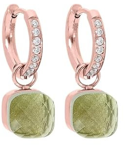 Qudo Firenze deluxe Creolen Ohrringe rosegold, Edelstahl beschichtet (olivine)