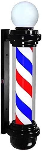 ZFLHIOR Poste de barbería con luz LED, Poste de barbería, Poste de barbería para Exteriores, Poste de barbería LED, Rojo, Blanco, Azul, luz giratoria Impermeable para peluquería