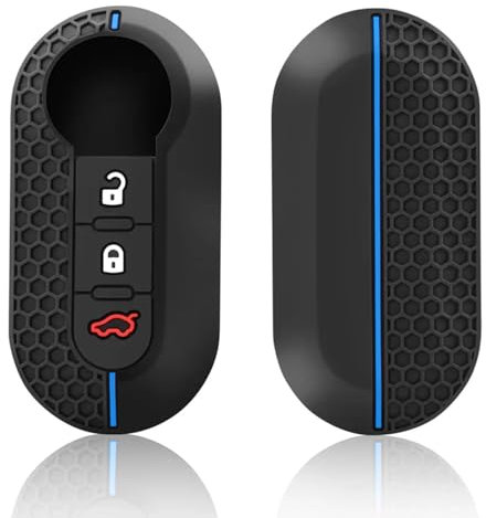 Kelay Custodia Chiavi Auto per Fiat 500 500L 500X Punto Panda Bravo Delta Qubo Lancia Ypsilon, Coprichiave Telecomando Punto, Cover Chiave Fiat 500 - Linea Blu