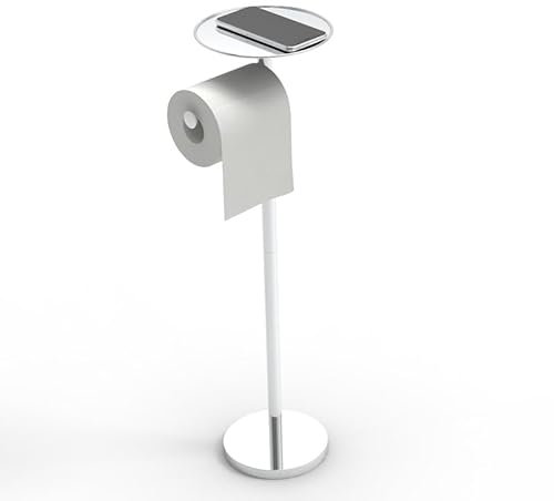 YUET Piantana Portarotolo, Portarotolo Carta Igienica in Acciaio Inossidabile, Porta Rotoli Cartaigienica Autoportante Bagno, in Piedi, Porta Carta Igienica da Terra Argento