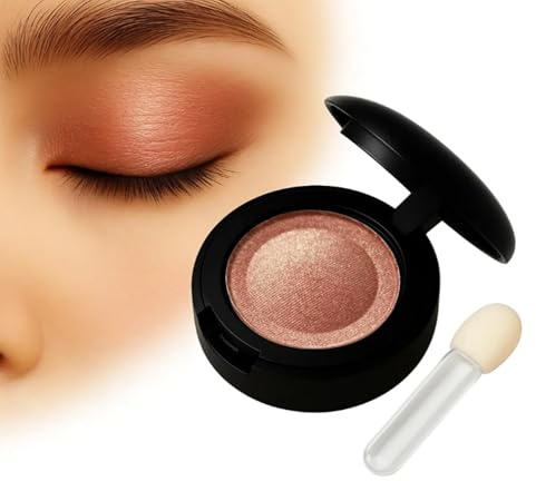 Rose Gold Shimmery Pressed Powder Eyeshadow Compact With Metallic Formula For Day And Night Wear - Buildable Long-Lasting Eyeshadow Featuring Soft Sponge Applicator For A Warm Luminous Look