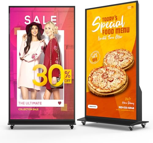 YIXZSWD 75 Pollici 4K UHD Monitor Pubblicitario da Pavimento a Schermo Intero, Digitale Signage Display Interni, Android 9, Monitor Display LCD, con USB/HDMI/WiFi, per Ristorante Centro Commerciale