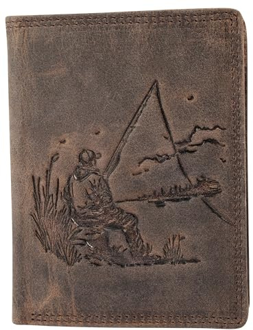 Akzent Geldbörse für Herren aus Leder in Braun, Geldbeutel mit Druckknopf in 9 x 12 x 2 cm