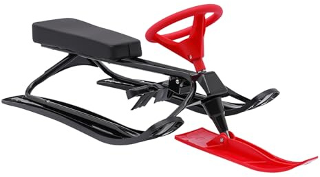 Lenkschlitten für Kinder, Schlitten mit Lenkrad, Doppelbremsen & 100 kg Tragkraft, Robuster Outdoor-Rodler für Ski, Schnee & Sand, ab 3 Jahren