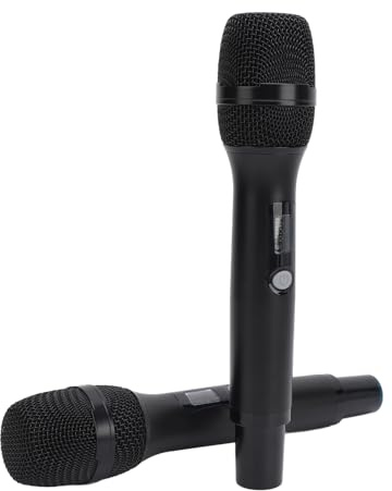 ZASCHMOY Dual Wireless Microphone UHF Dynamic Handheld Cordless Microphone with Rechargeable for KTV Singing, Extra Clear Sound Quality, Compatible with All Devices