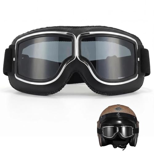 Eulihent Motorradbrille Retro Winddicht Moped Brille Motorrad Brille Herren Vintage Motocross Brille Motorradbrillen Vintage Motorcycle Goggles für Motorcycle Bike Outdoor-Sportarten