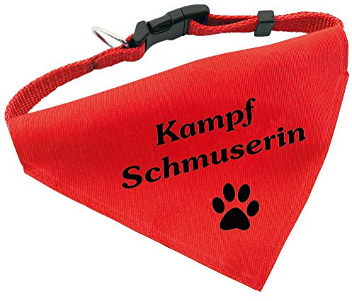 Hunde-Halsband mit Dreiecks-Tuch KAMPFSCHMUSERIN, längenverstellbar von 32 - 55 cm, aus Polyester, in rot