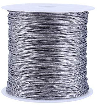 Haofy Craft, filo di nylon, elastico per perline, corda per lavori artigianali, tessuto elasticizzato, nodo cinese, shamballa, filo per fai da te, per bracciali, cucito, gioielli, 100 m (grigio)