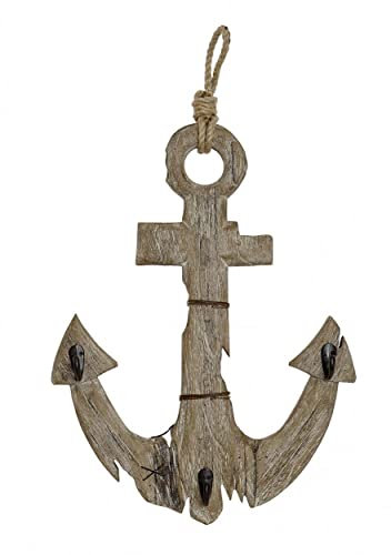 Perchero Pared Ancla Decorativa de Madera, Decoración del Hogar Vintage. Diseño Marinero/Original 39X7X63,4 cm