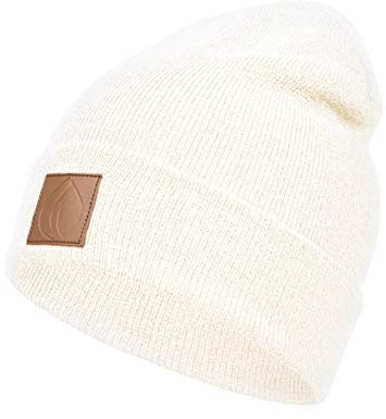 Occulto Leatherpatch Winter Mütze Beanie White
