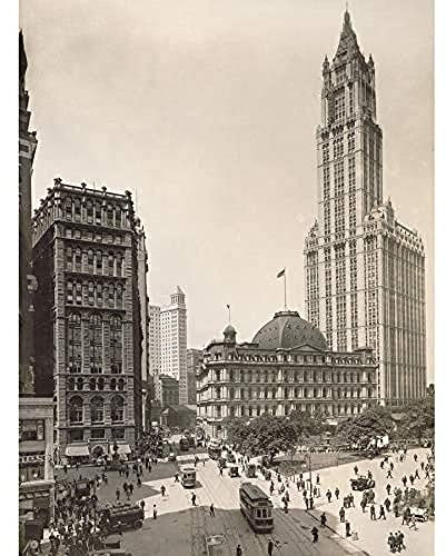 Artery8 New York Woolworth Building Street Scene Vintage Photo Unframed Wall Art Print Poster Home Decor Premium Straße Szene Jahrgang Fotografieren Wand Zuhause Deko