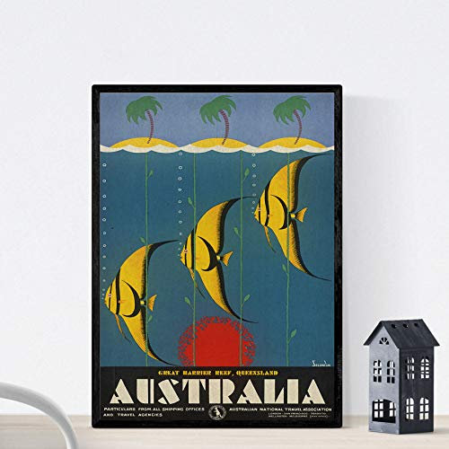 Nacnic Vintage Poster. Weinlesewerbung Poster. Treffen Sie Australien. A3 Größe mit Rahmen