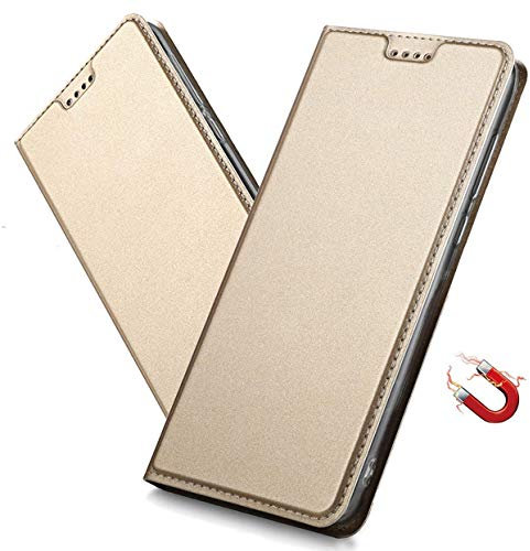 MRSTER iPhone 6 Plus Hülle, iPhone 6s Plus Tasche Leder Schutzhülle, Handyhülle mit Magnetverschluss, Standfunktion und Kartenfach für Apple iPhone 6 Plus / 6S Plus. DT Gold