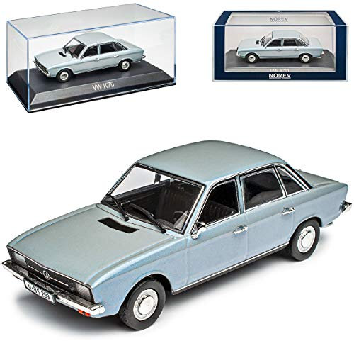 Volkwagen K70 Limousine Hell Blau Grau Metallic 1970-1975 1/43 Norev Modell Auto mit individiuellem Wunschkennzeichen