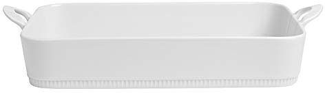 Pillivuyt Toulouse Backform quadratisch in der Farbe: Weiß, aus Porzellan hergestellt, Maße: 34 x 25 cm, Ofenfest, Spülmaschinengeeignet, 251734BL1