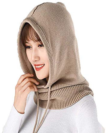 Yekeyi Winterhaube, gestrickt, aus Kaschmir, Skimaske, Outdoor-Mütze, für Damen, kaki, One size