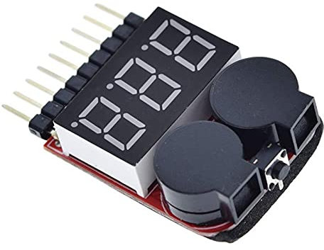 1-8S Lipo Li-ion Fe Battery Voltage 2IN1 Indicator Tester Low Voltage Buzzer Alarm For RC Car Boat LED 3.7-30V Dual Speaker