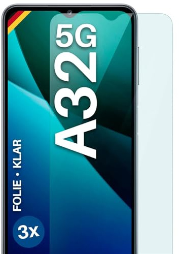 moex für Samsung Galaxy A32 5G Schutzfolie Displayschutz Folie Ultra-klar HD 0,2 mm kompatibel mit jeder Hülle, Anbringen ohne Blasen, Handyfolie Extra Kratzfest, FlexProtect 3 Stück