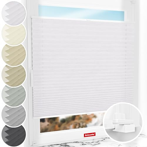 Schuette® Plissee ohne Bohren ● Dolomite Kollektion: Cold Morning (Grau) ● 100x120cm (Breite x Höhe) ● Suprafix Faltrollo X Klemmfix Rollo ● Blitzschnelle Montage inkl. Video