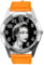 Runde Armbanduhr aus Leder für Fans von Queen e2, Orange