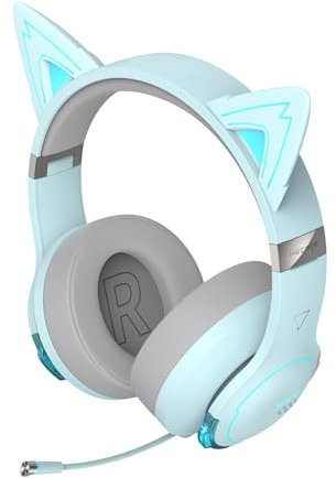 Edifier HECATE G5BT CAT Kabelloses Gaming Headset, 36H Akku, Einziehbar Dual-MIC ENC, Over-Ear Kopfhörer mit Magenetischem Katzenohr, Hi-Res Audio H+ Sound RGB-Licht für PC PS4 PS5 Phone Switch