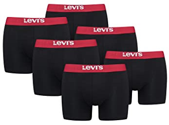 Levi's Herren Men's Solid Basic Boxers (6 Pack) Boxer Shorts, Farbe:Black/Red, Bekleidungsgröße:S