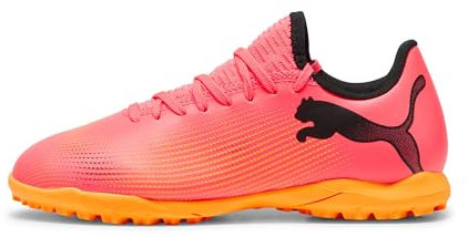PUMA Unisex Kinder Future 7 Play Tt Jr Fussballschuh, Sunset Glow Black Sun Stream, 38 EU