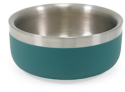 Rosewood Premium Double-Wall Stainless Steel Pet Food Bowl 350ml - Teal
