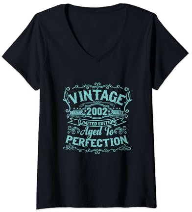 Damen Limited Edition 2002. Aged to Perfection T-Shirt mit V-Ausschnitt