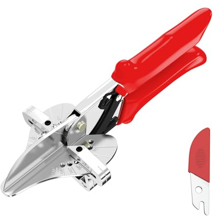 GARTOL Ratchet Miter Shears, Effortless Multi-Angle Cutter for Shoe Moulding & Quarter Round, 45°-135° Adjustable Trim Scissors for Softwood, PVC and Crafting with SK5 Steel Blade & Spare Blade