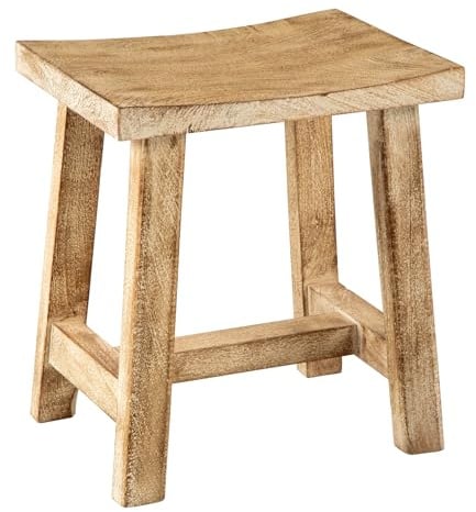 Riess Ambiente Hocker FINCA 40cm - beige - sandgestrahltes Mangoholz | Montiert geliefert, Landhaus- und Boho-Stil, individuelles Unikat, Shabby-Chic-Look, als Nacht- oder Beistelltisch nutzbar