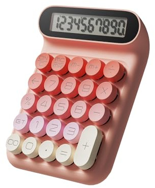 Mechanical Switch Calculator, JS05, Basic 10-Digit Desktop Calculator for Office, School, Home, Business Use (Pink)