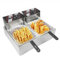 Begoniape Lot de 2 friteuses électriques de 5,5 l - Double friteuse en acier inoxydable - Réglage individuel de la température - Tête de friteuse 60-200 °C - 5 kW