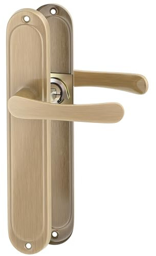 ERGO line MALMO garnitures de porte classiques, bronze, poignée avec rosette sans d’orifice, ensemble de poignées avec rosette longue, garniture de porte, poignée, tige carrée de 7 mm