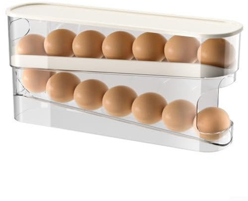 Contenitore per uova, contenitore per uova di grande capacità, per frigorifero, con doppio strato trasparente, per cucina