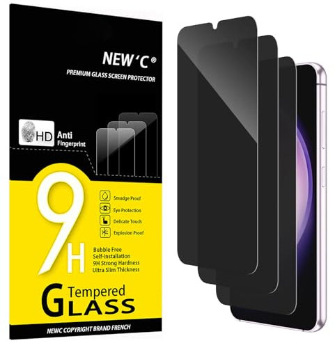 NEW'C 3 Pezzi, Pellicola Protettiva Privacy per Samsung Galaxy S23, Angolo di Privacy 35 Gradi Bilanciato con Protezione per Gli Occhi, Durezza Ultra Resistente 9H, Senza Bolle