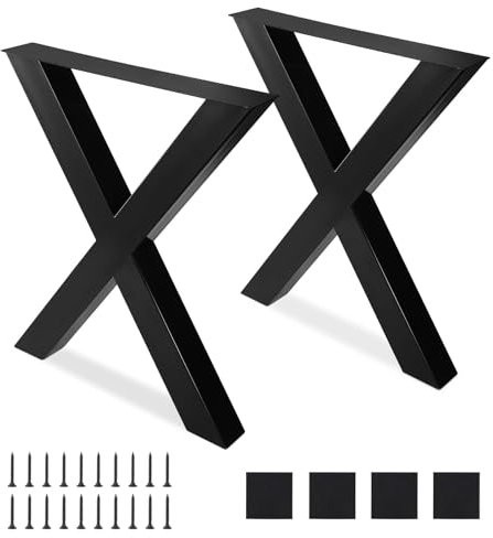 Towallmark 2 Stück Tischbein Metall Möbelfüße für Sitzbank 71 x 61cm, X-Frame Industrial Tischgestell Tischkufen, Tischbeine für DIY Sitzbank, Esstische