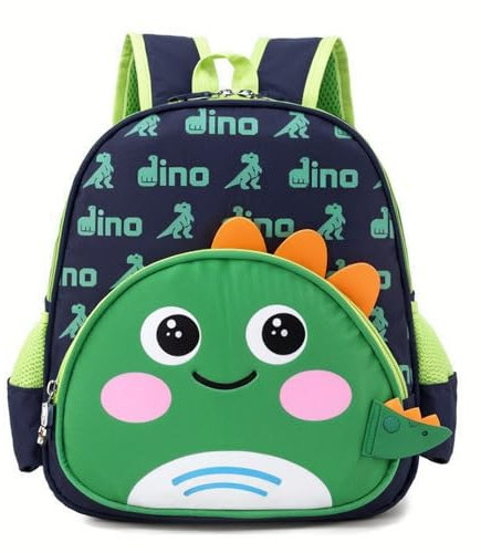 Jinlaili Kleiner Freund Kindergarten-Rucksack, Mädchen Jungen Kinderrucksack Kinder Rucksack, Katzen, Welpen, Dinosaurier Kindergartentasche Schulrucksack für Schule Kita, 2-7 Jährige (Grün)