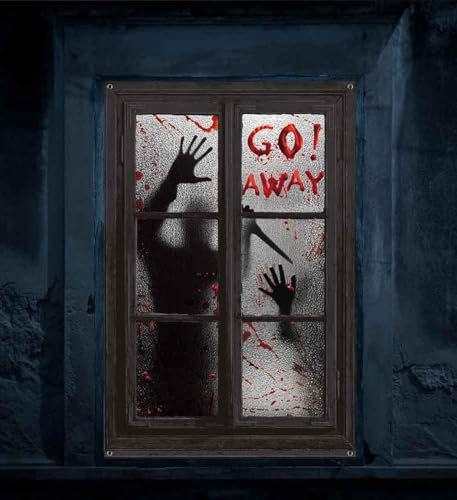 Hoclauho Halloween Fensterdeko, Gruselige Fensterbilder für die Haustür, Horror Dekoration für Garten und Halloween-Feiern Spukhaus Deko Fensterdeko (N, 80 * 120)