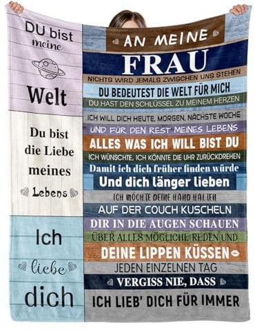 Individz Geschenk für Frauen, Muttertagsgeschenk Geburtstagsgeschenk für Frauen Sie, Hochzeitstag Romantische Geschenke für Frau, an Meine Frau Blau Kuscheldecke 157 * 132cm