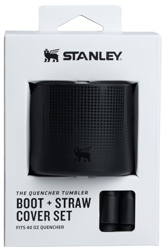 STANLEY Quencher Boot and Straw Cover Cap | Anti-Slip Silicone Protector for 40 oz Tumbler with Handle | Accessory Set for Stainless Steel Drinking Cup | Black