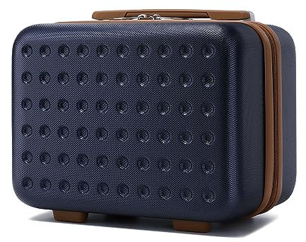 KONO Kosmetikkoffer Schminkkoffer Leicht Handgepäck Tragbar Beautycase Damen ABS Make Up Koffer mit Handgriff und Reißverschluss Hartschalen 31 * 25 * 16cm Blau
