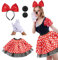 Werownsgso Maus Kostüm Damen, Rot Tutu mit weiß Gepunktet, Glitzer Fliege Haarreifen, Mouse Nase Weiße Handschuhe, Mini Maus Kostüm Damen für Fasching Halloween Karneval Cosplay Party
