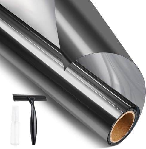 STATINT Reflective One Way Privacy Window Film, Black-silver, 90x250cm | UV Blocking and Heat Control, Anti Glare Static Cling Removable Mirror Tint, Daytime Privacy for Home & Office