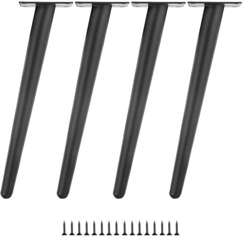 LJMbed 4er Set 30cm Schwarze Metall möbelfüße – Sofabeine, Schrankbeine, Tischbeine inkl. Schrauben – Perfekt für Sofas, Tische, Betten, Couchtische und mehr.