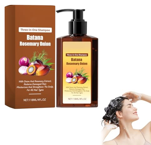 3 in 1 Shampoo – Bio Haarwuchsshampoo mit Rosmarinöl, Rizinusöl und Batanaöl für strahlende Haut & gesundes Haar – Haar mit Batana,Rosemary, Onion angereichert