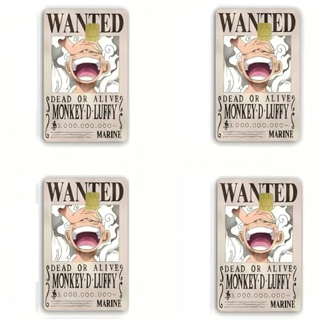 Anime Kreditkarten Skin Aufkleber 4 Stück Funny Coole Cartoon Luffy Debitkarten Stickers für Most Transport Metro Schlüssel Bankkarten,Wasserdicht Cute Skin Decal für Teenager Erwachsene Mädchen